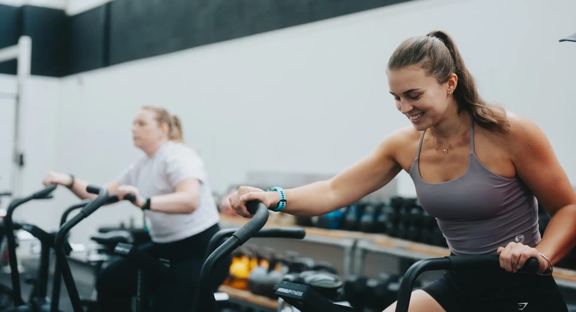 Women working out on bikes